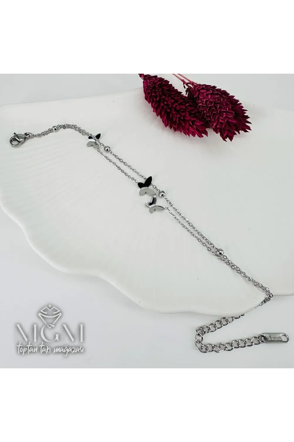 Rodyum Çelik Bileklikler 16+5 Cm Uzatma Payı - Kbl0097
