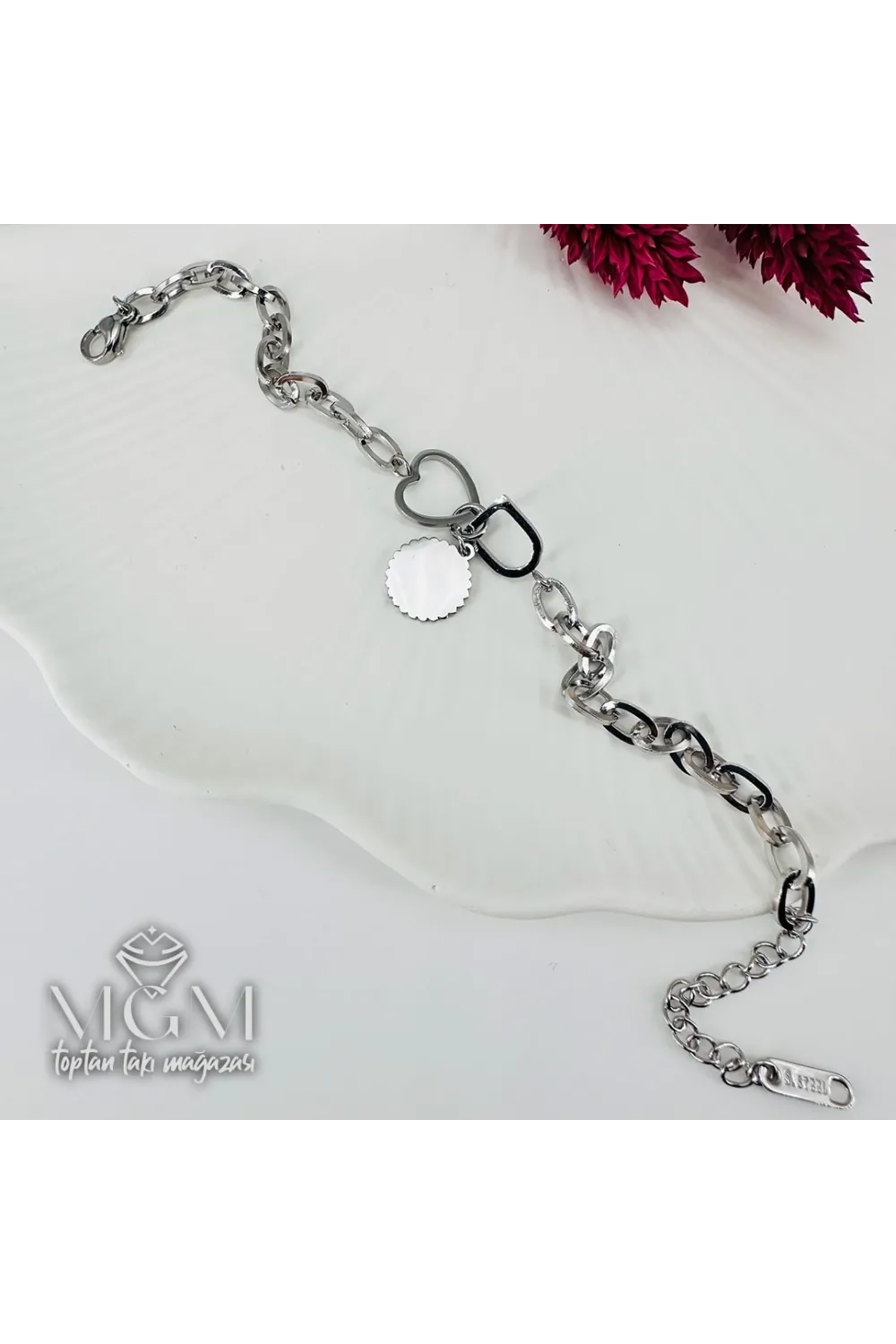 Rodyum Çelik Bileklikler 16+5 Cm Uzatma Payı - Kbl0109