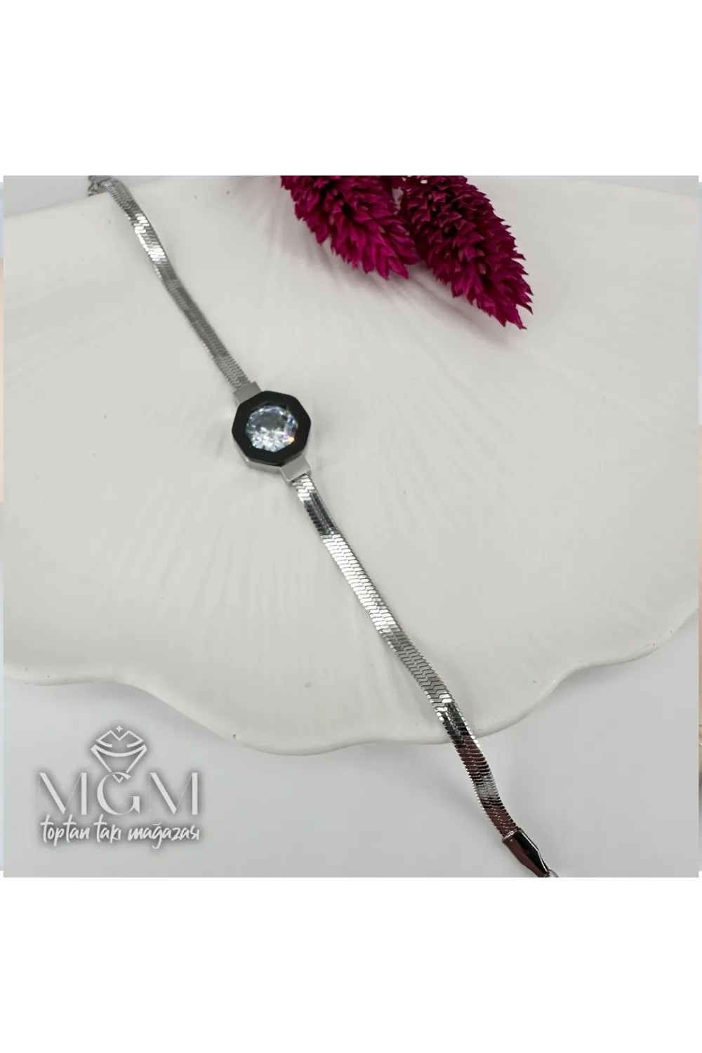 Rodyum Çelik Bileklikler 17+5 Cm Uzatma Payı - Kbl0135