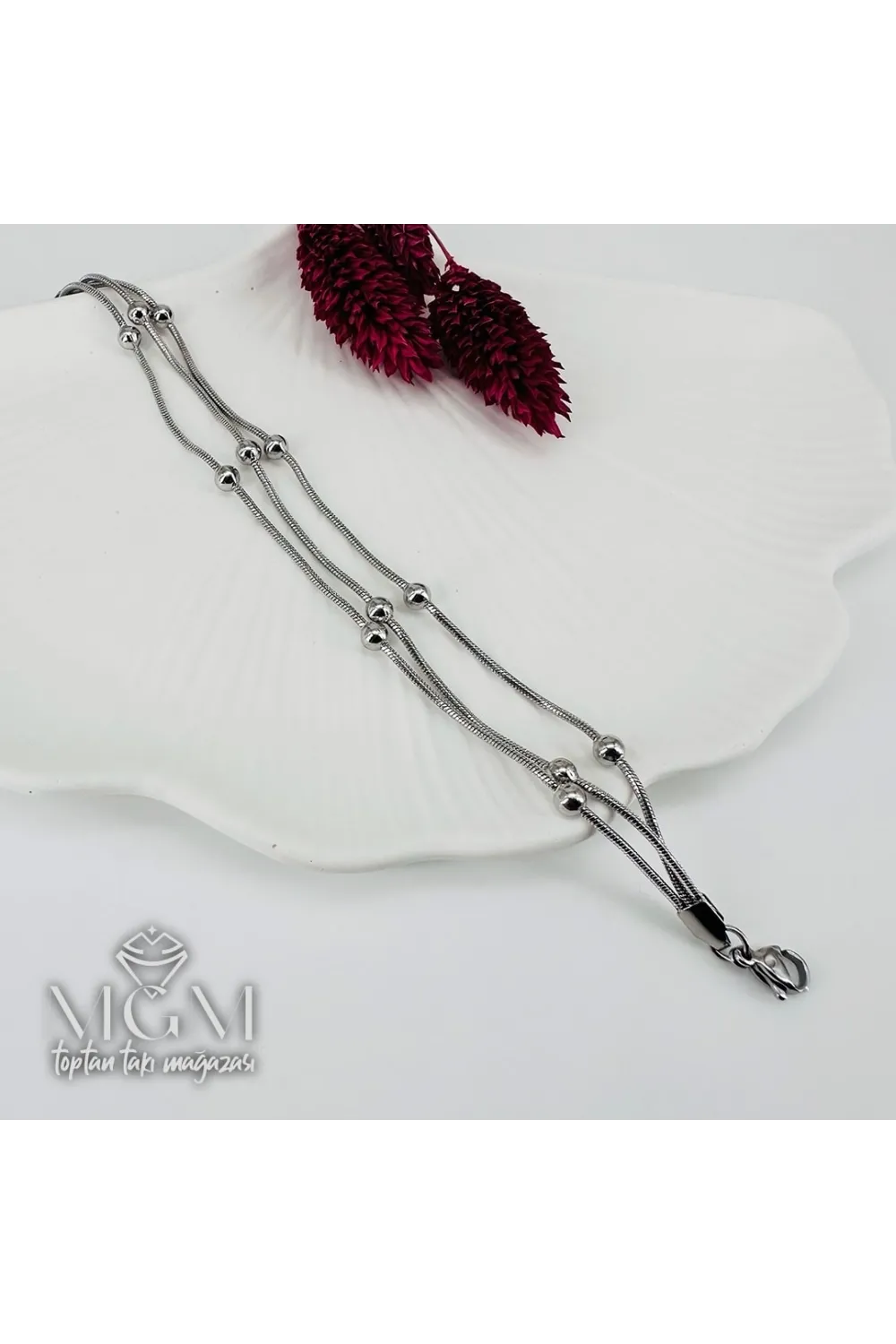 Rodyum Çelik Bileklikler 17+5 Cm Uzatma Payı - Kbl0137