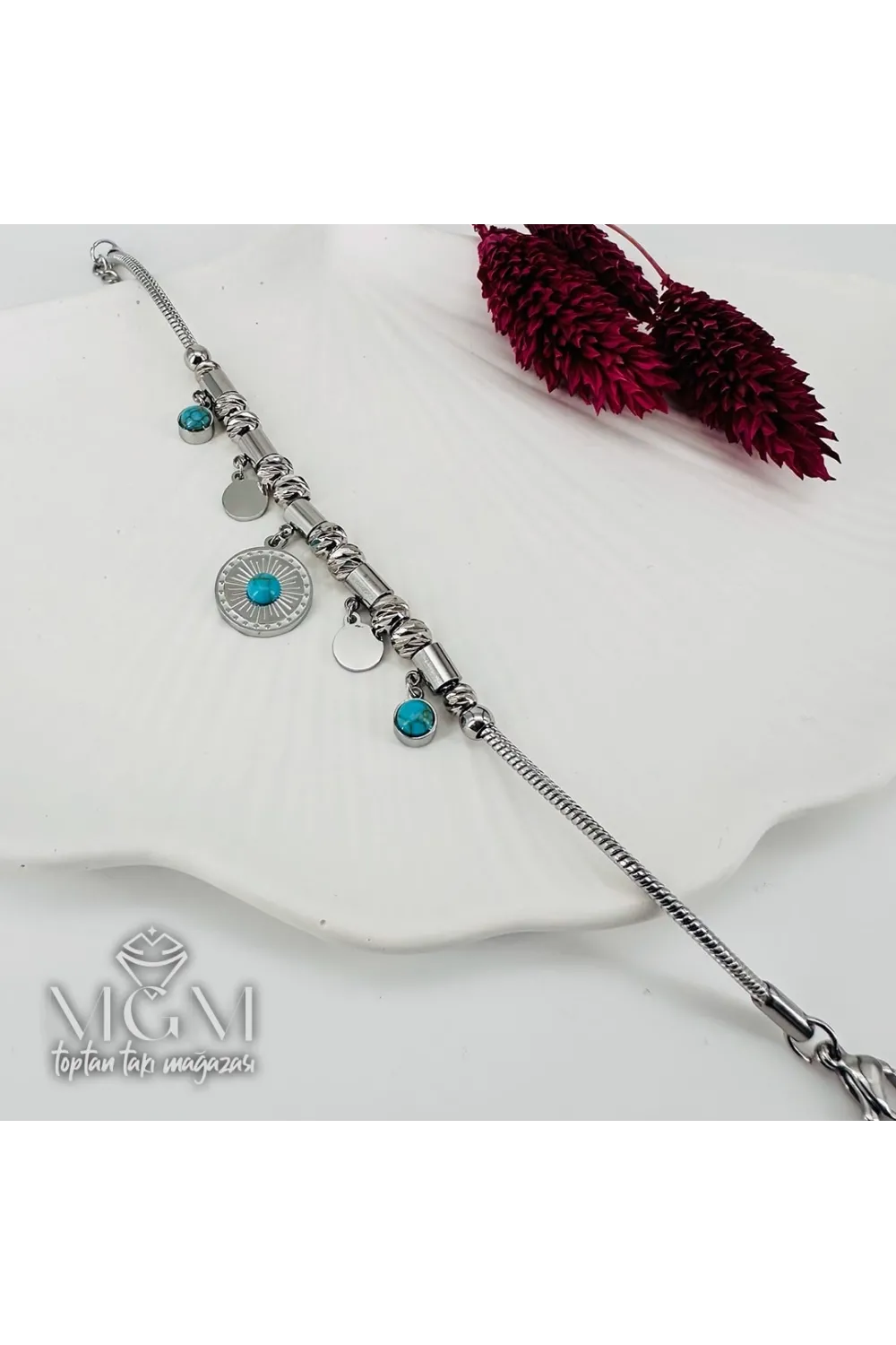 Rodyum Çelik Bileklikler 17+5 Cm Uzatma Payı - Kbl0158
