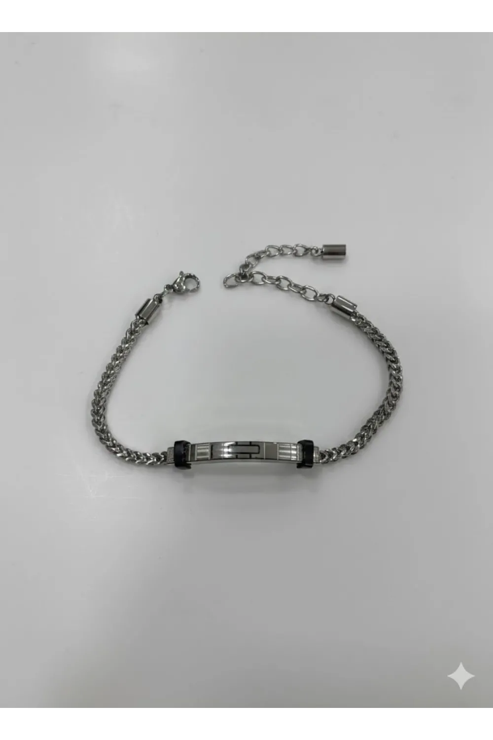 Rodyum Çelik  Erkek Çelik Bileklik Boy 18+3 Cm / En 0.3 Cm  - Ebl0032