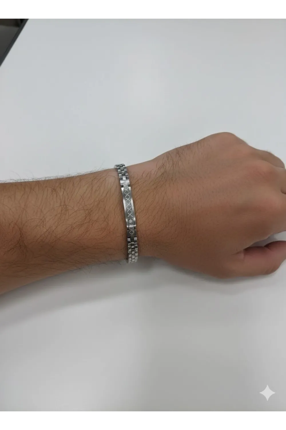 Rodyum Çelik  Erkek Çelik Bileklik Boy 21.5 Cm / En 0.6 Mm  - Ebl0042