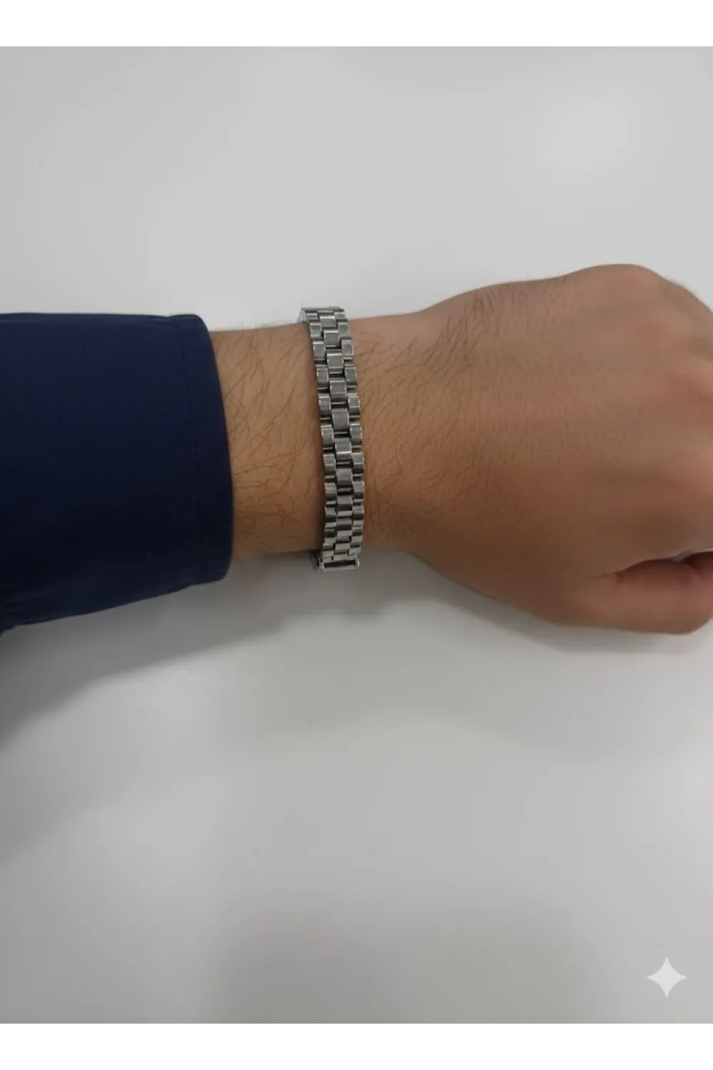 Rodyum Çelik  Erkek Çelik Bileklik Boy 21.5 Cm / En 0.9 Mm  - Ebl0038