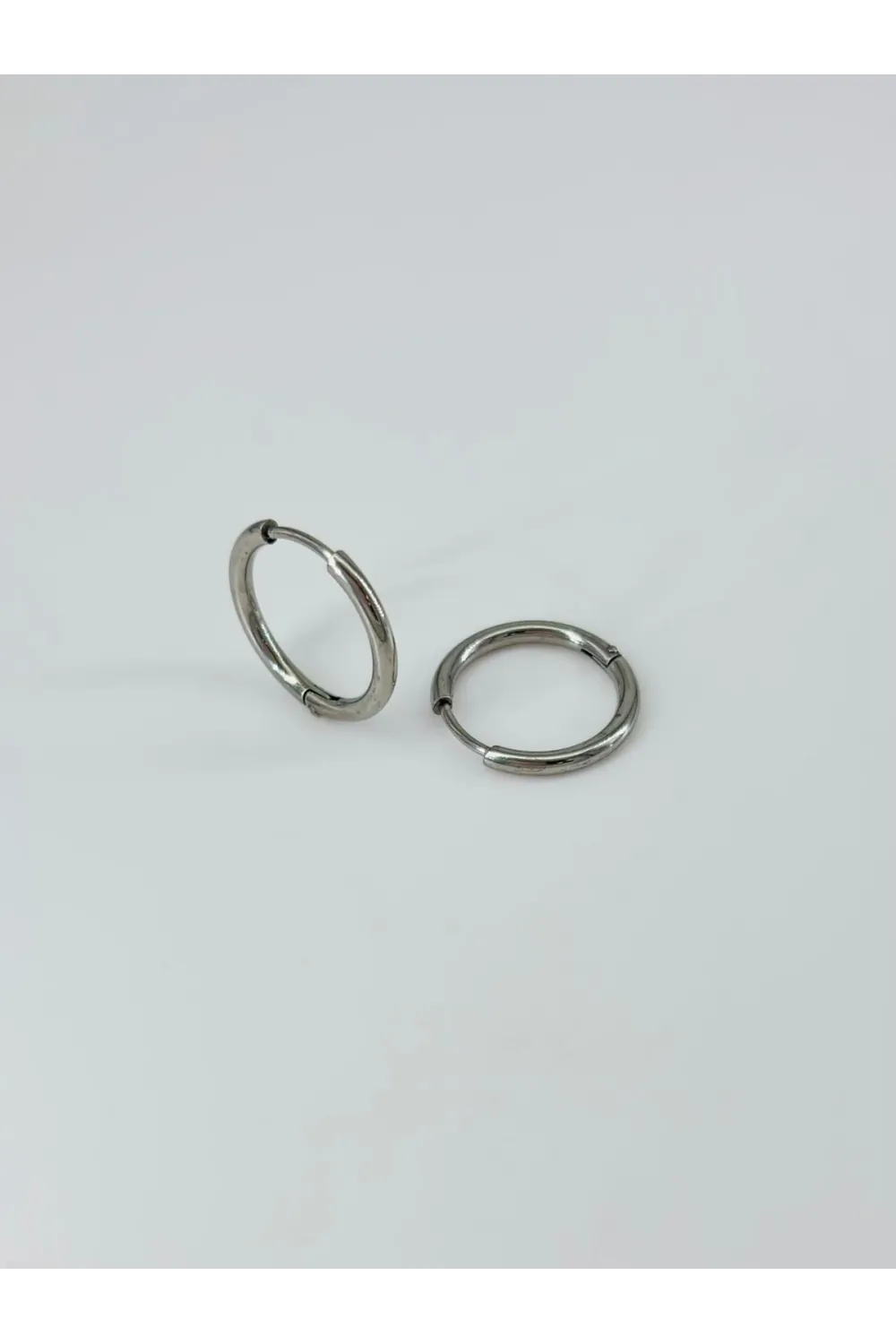 Rodyum  Çelik Erkek Küpe Çap (14 Mm) Kalınlık (2 Mm) - Ekp0005
