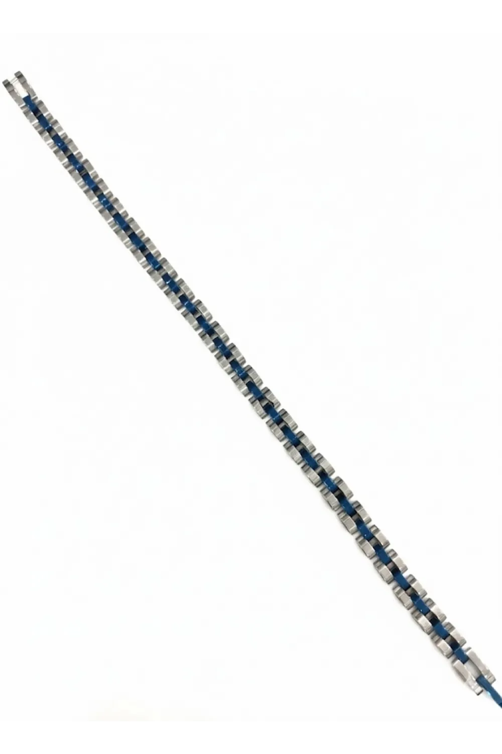 Rodyum-mavi Çelik  Erkek Çelik Bileklik Boy 21.5 Cm / En 0.6 Mm - Ebl0070