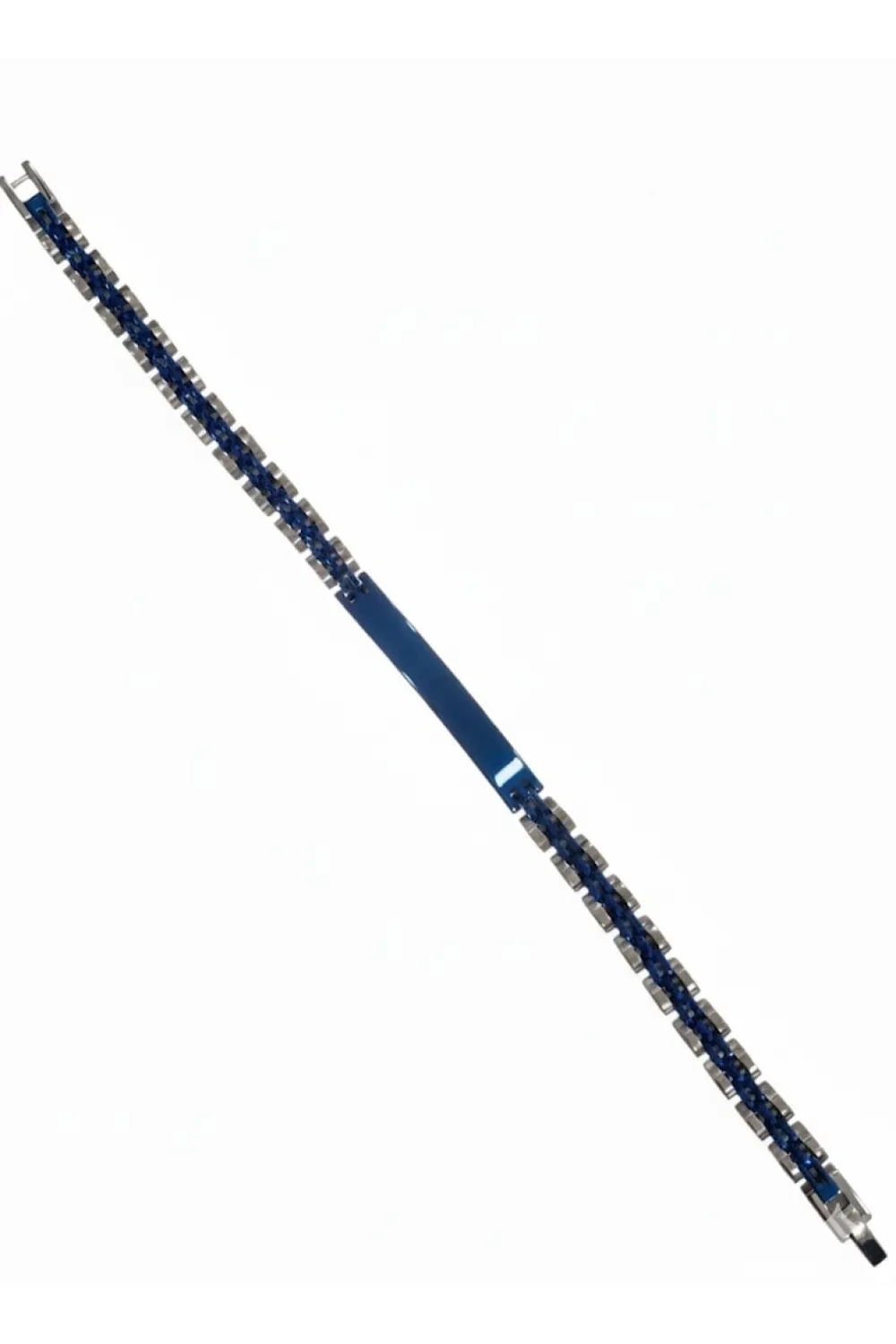Rodyum-mavi Çelik  Erkek Çelik Bileklik Boy 21.5 Cm / En 0.6 Mm  - Ebl0073