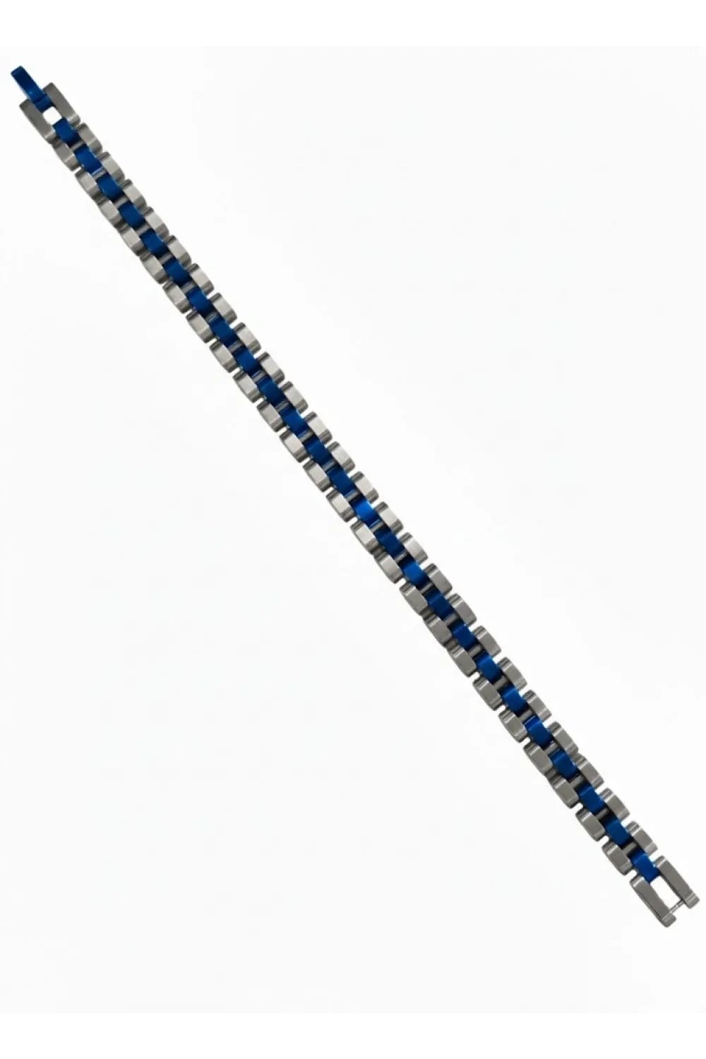 Rodyum-mavi Çelik  Erkek Çelik Bileklik Boy 21.5 Cm / En 0.8 Mm  - Ebl0068