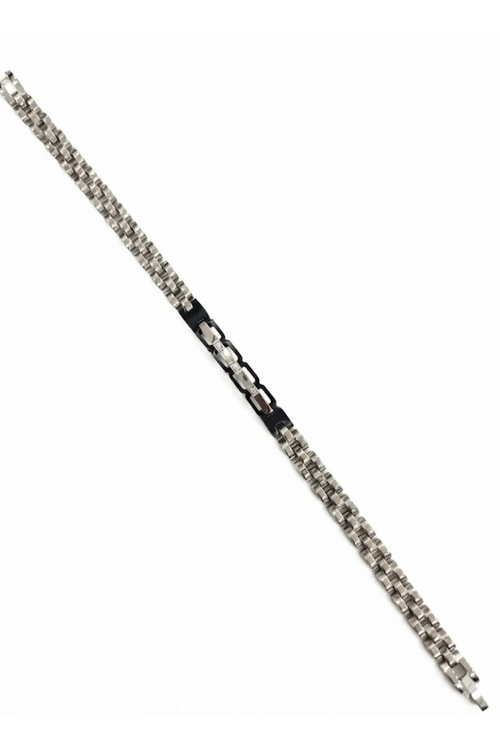 Rodyum-siyah Çelik  Erkek Çelik Bileklik Boy 21.5 Cm / En 0.6 Mm - Ebl0075