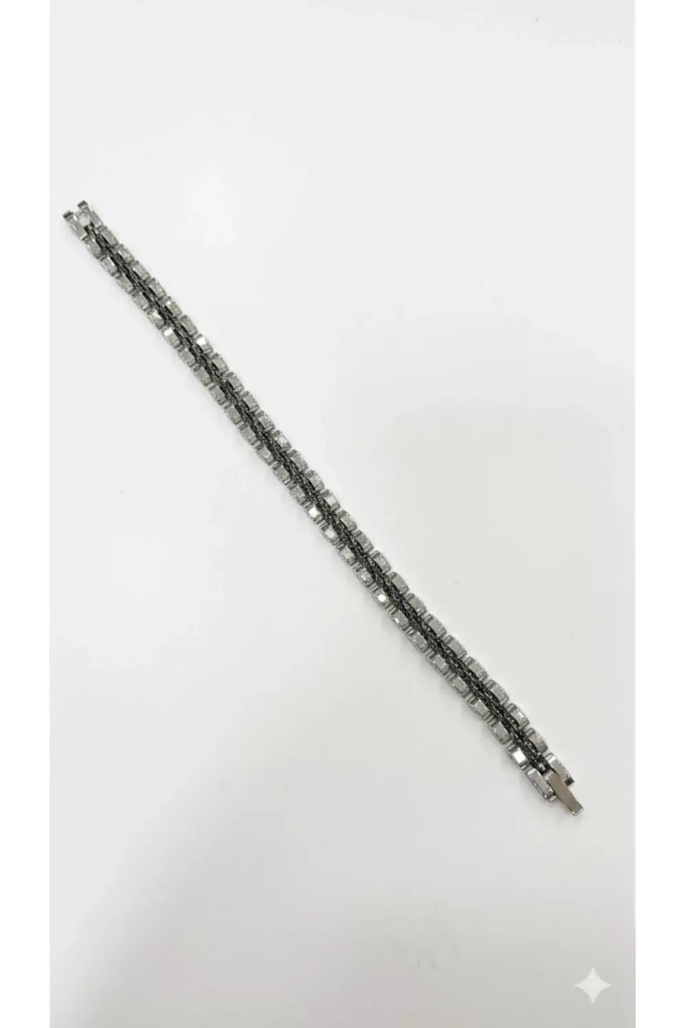 Rodyum-siyah Çelik  Erkek Çelik Bileklik Boy 21.5 Cm / En 0.8 Mm  - Ebl0048
