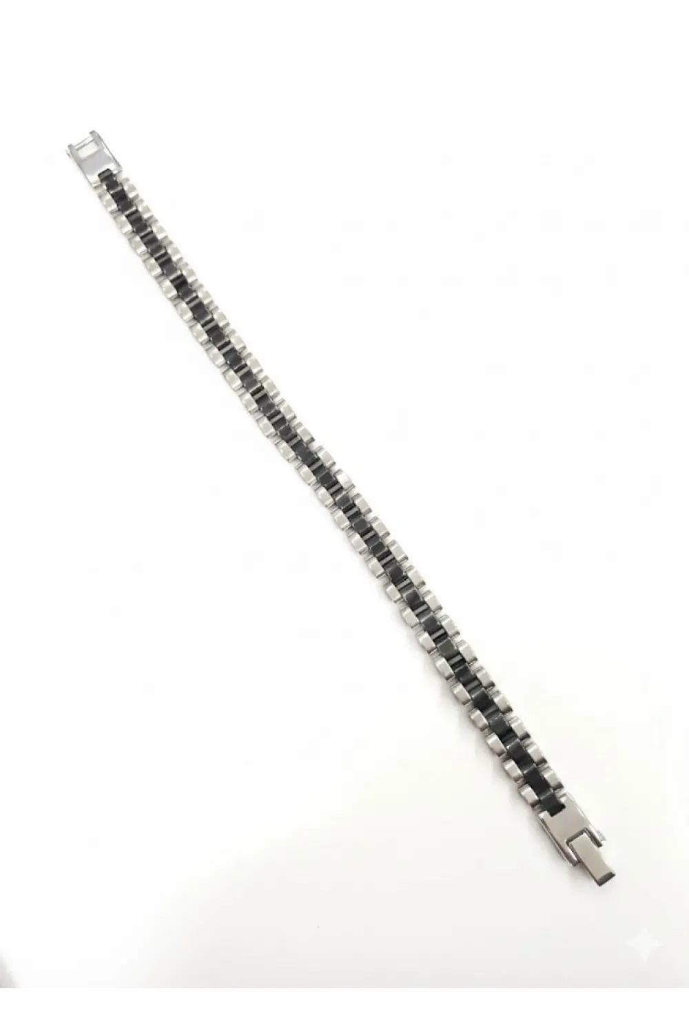 Rodyum-siyah Çelik  Erkek Çelik Bileklik Boy 21.5 Cm / En 0.9 Mm  - Ebl0049