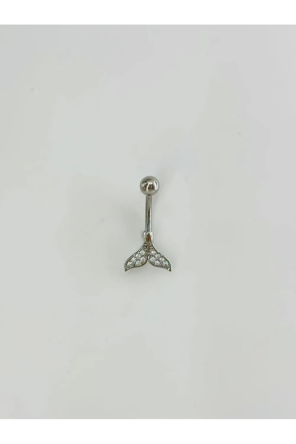 Rodyum Zirkon Taşlı Bar Ve Top: Çelik Göbek - Pg0146