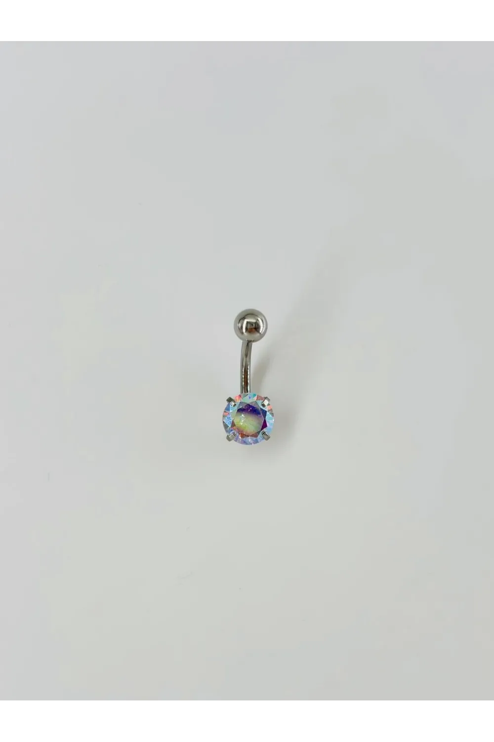 Rodyum Zirkon Taşlı Çelik Göbek - Pg0011