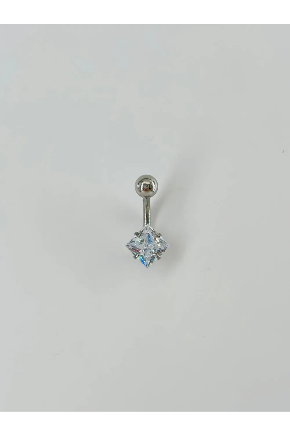 Rodyum Zirkon Taşlı Çelik Göbek - Pg0040