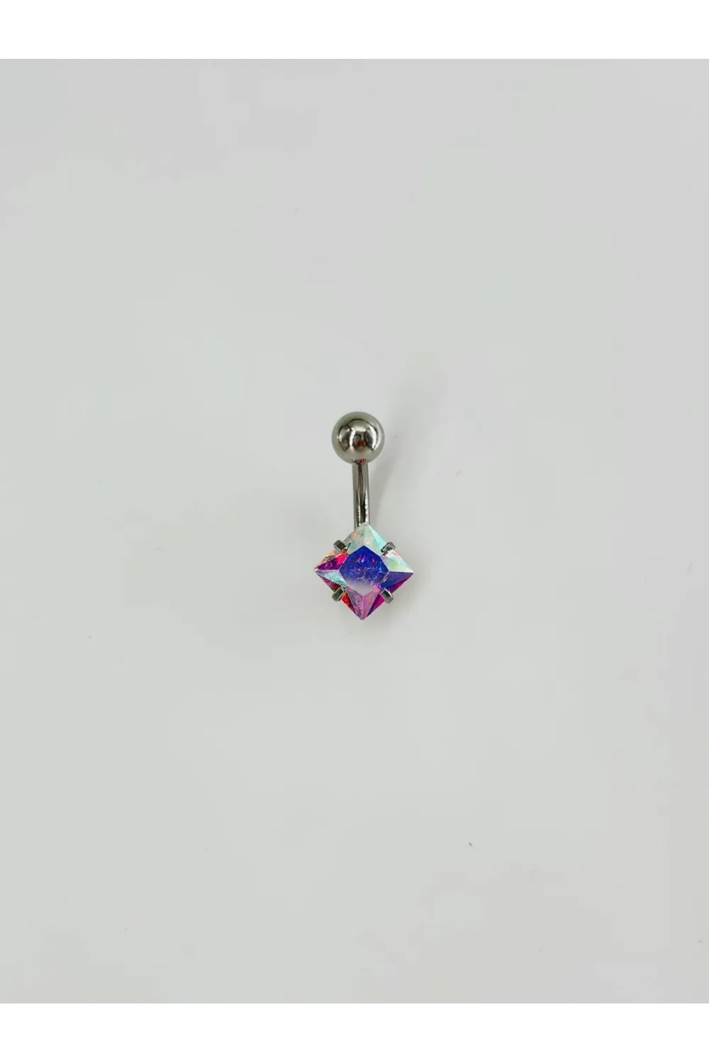 Rodyum Zirkon Taşlı Çelik Göbek - Pg0096