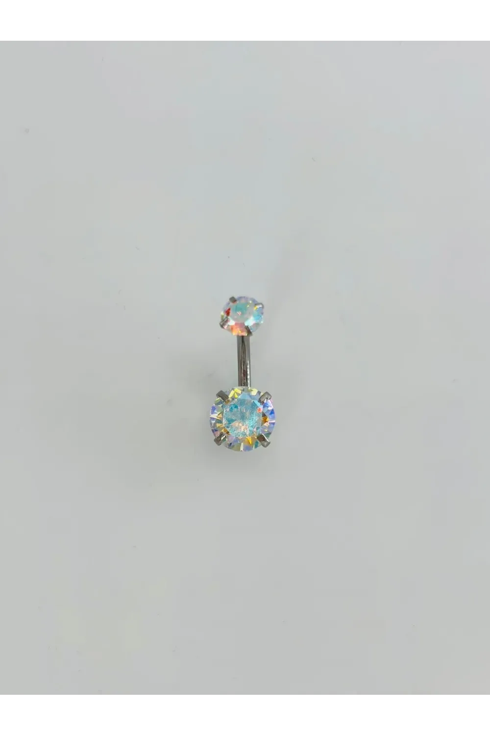 Rodyum Zirkon Taşlı Çelik Göbek - Pg0132