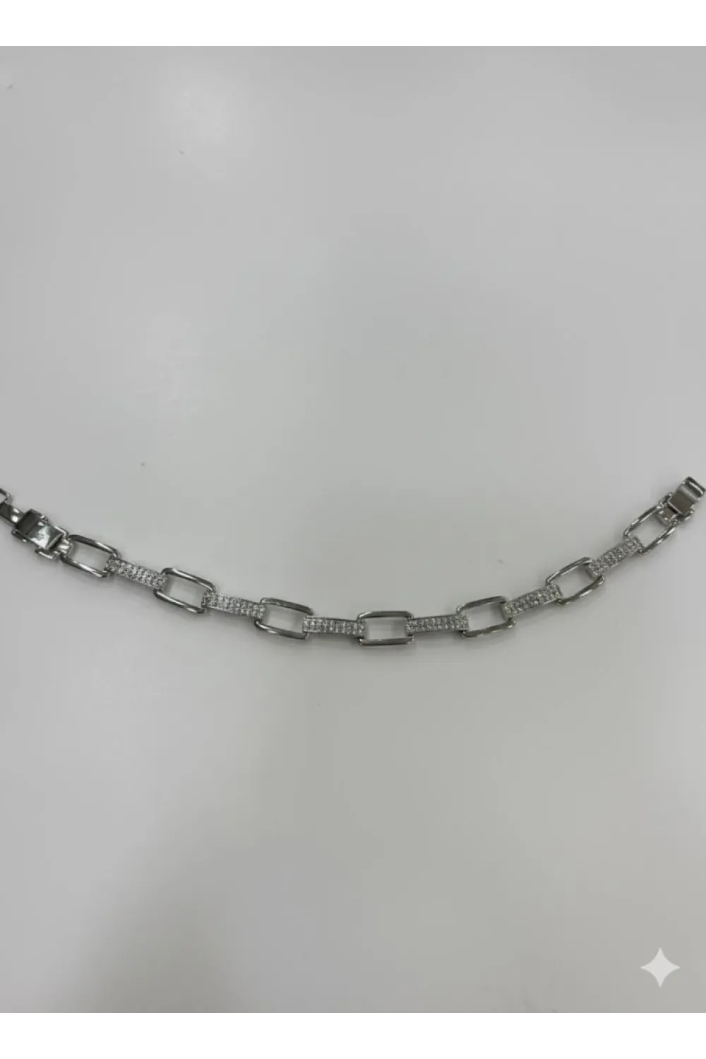 Rodyum Zirkon Taşlı Pirinç Cm Bileklik 17+2 Cm  - Kbl0440