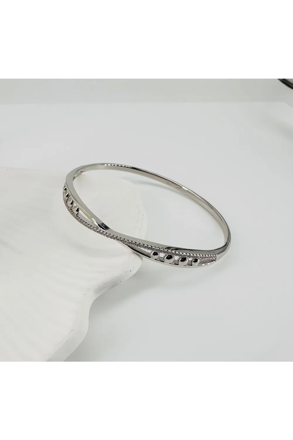 Rodyum Zirkon Taşlı Pirinç  Xuping Bileklik 5.9 Mm - Kbl0221