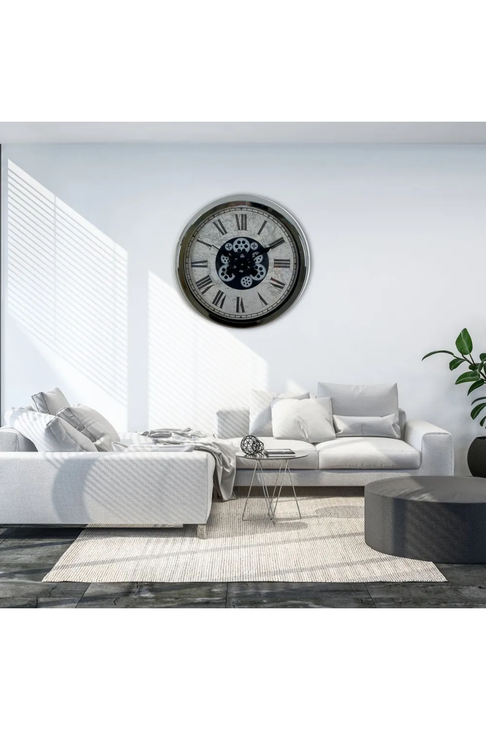 Roma Atlas Silver 60 Cm Çarklı Krom Duvar Saati