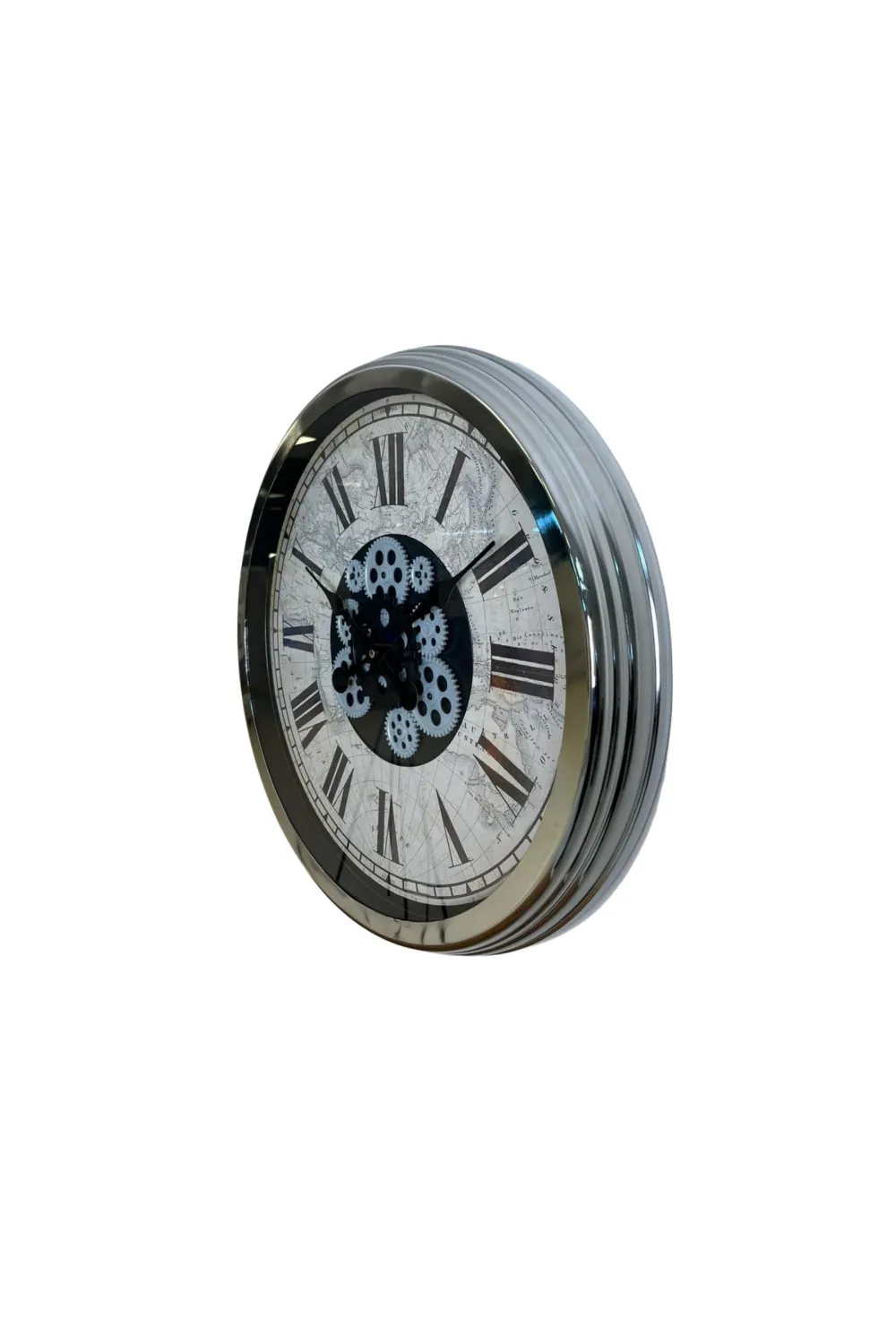 Roma Atlas Silver 60 Cm Çarklı Krom Duvar Saati