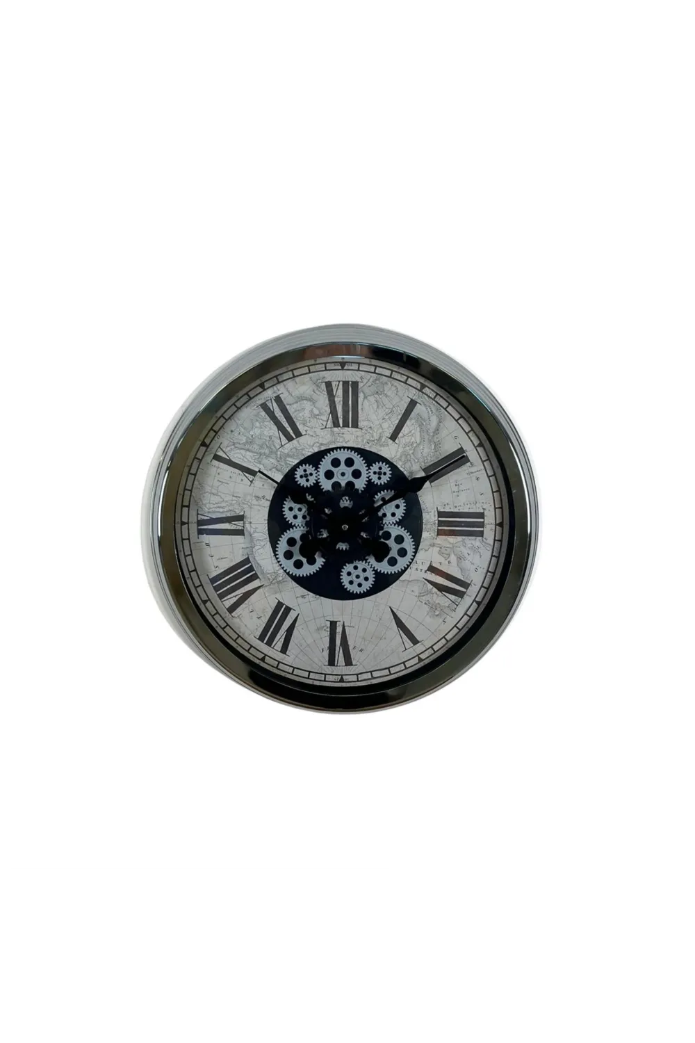 Roma Atlas Silver 60 Cm Çarklı Krom Duvar Saati