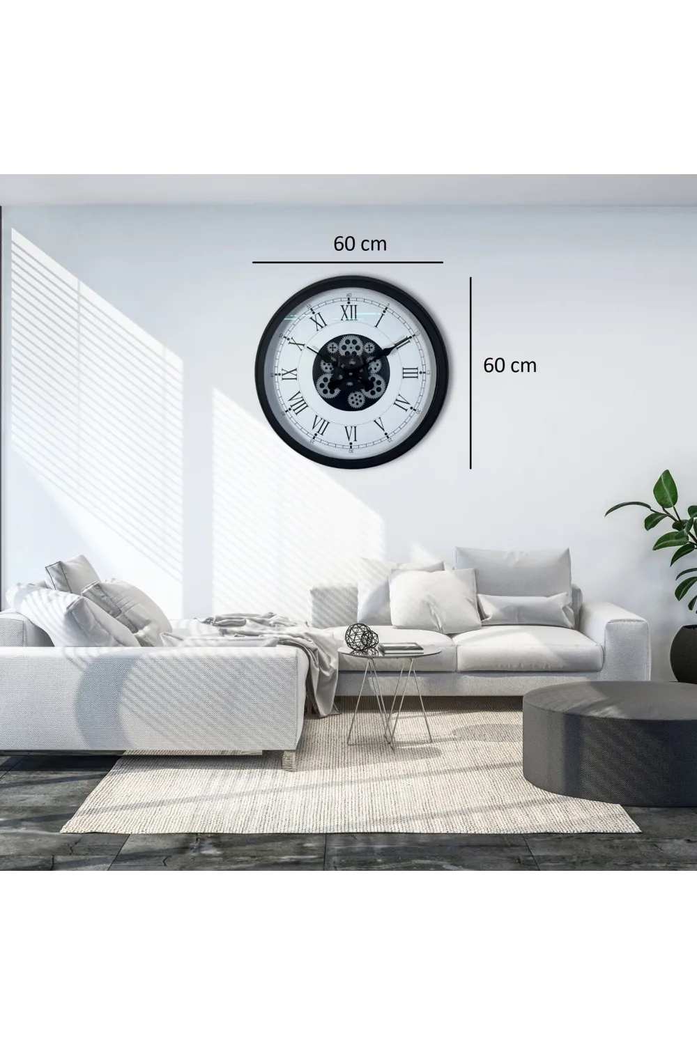 Roma Signature 60 Cm Çarklı Siyah Duvar Saati