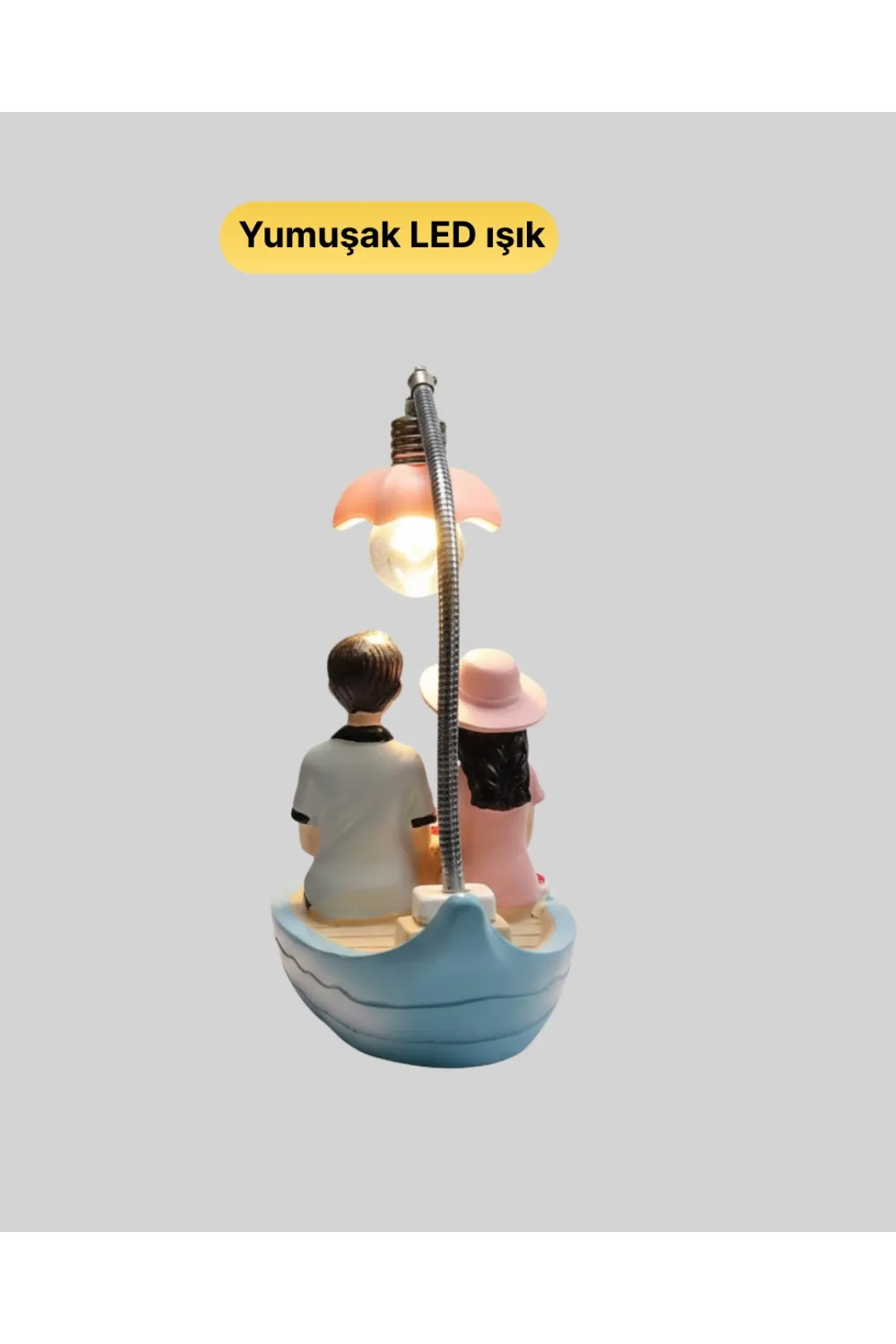 Romantik Çift Figürlü Gece Lambası Sandal Model Sevgiliye Özel Hediye