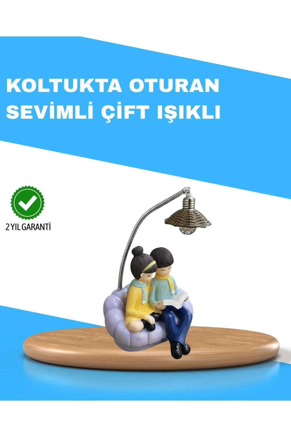 Romantik Çift Temalı Dekoratif Masa Lambası Yumuşak Led Işık