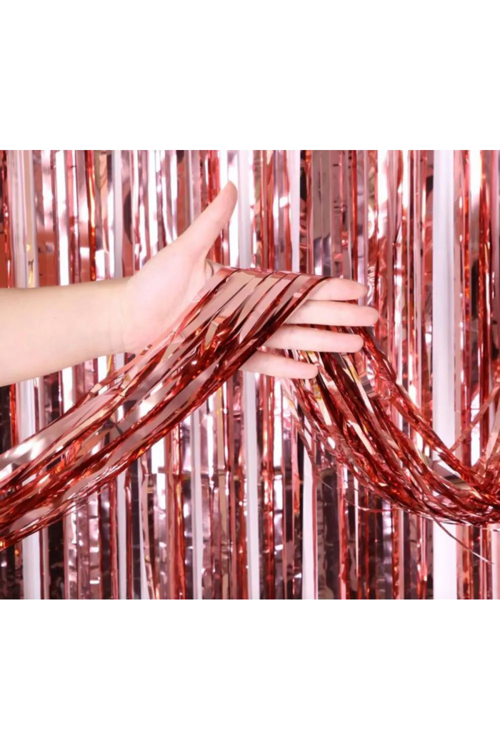 Rose Gold Püsküllü Kapı Perdesi - Parti, Bekarlığa Veda, Doğum Günü 1x2 m