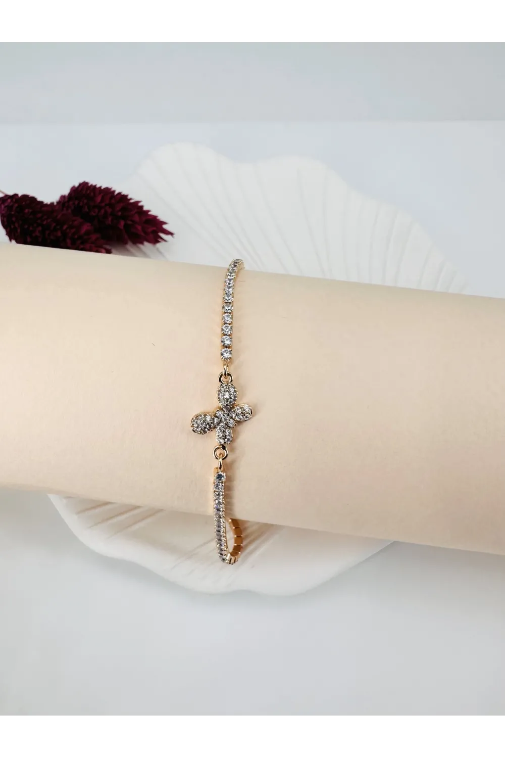 Rose  Zirkon Taşlı Pirinç  Bileklikler - Kbl0191