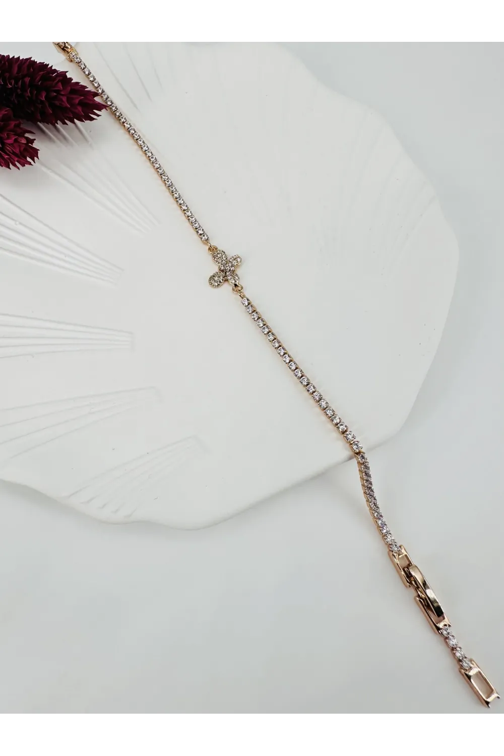 Rose  Zirkon Taşlı Pirinç  Bileklikler - Kbl0191