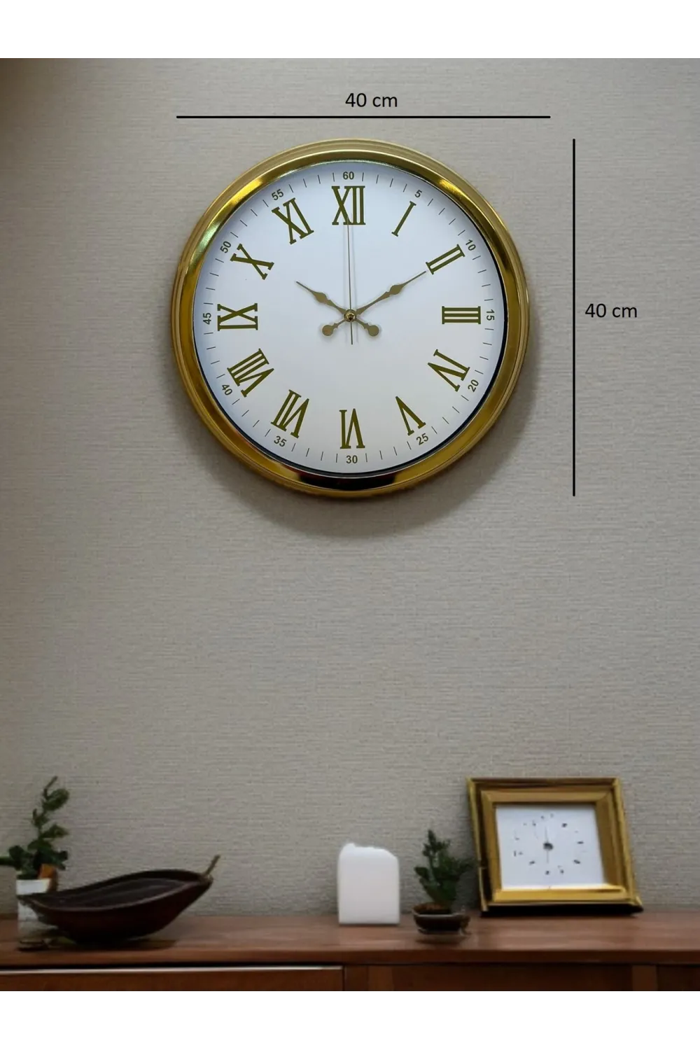 Royal White Gold 40 Cm Metal Duvar Saati