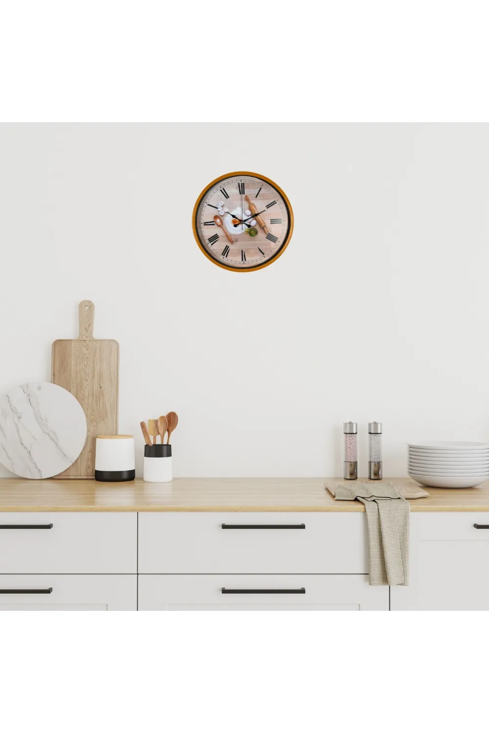 Rustic Kitchen Turuncu 36 Cm Duvar Saati
