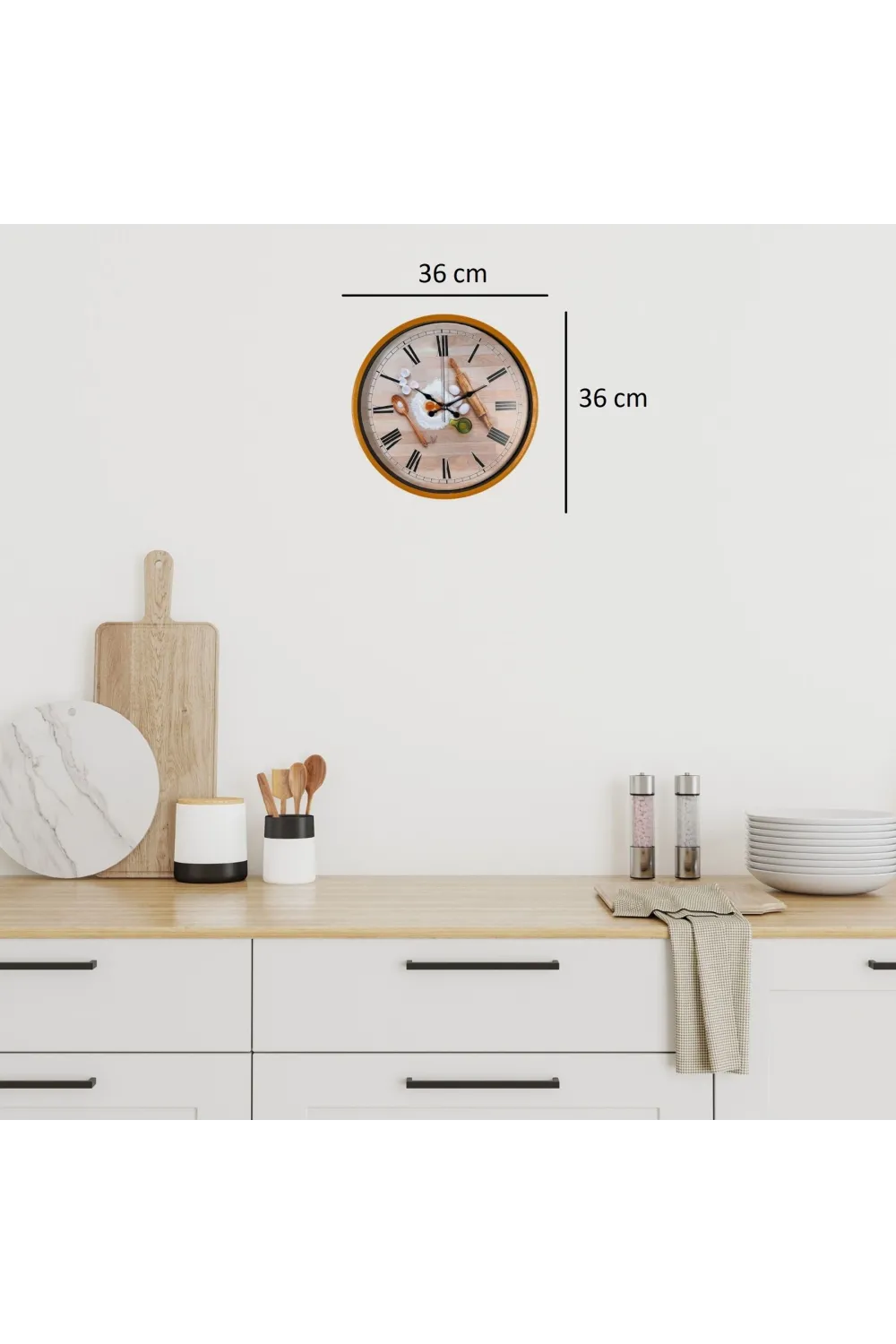 Rustic Kitchen Turuncu 36 Cm Duvar Saati