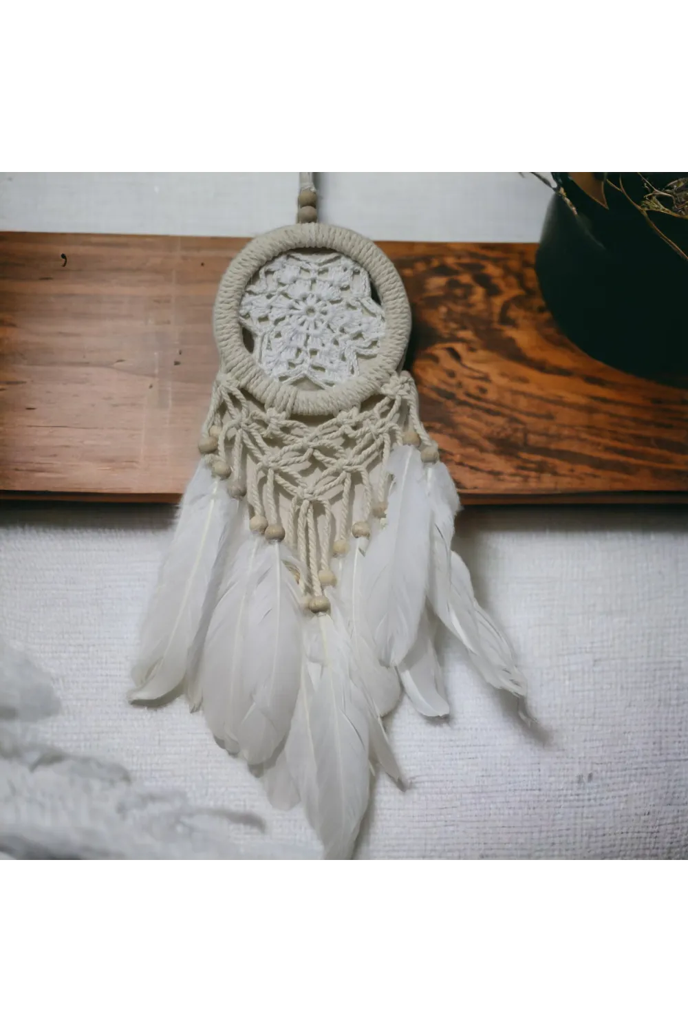 Rüya Kovan Dream Catcher Beyaz Kuş Tüylü