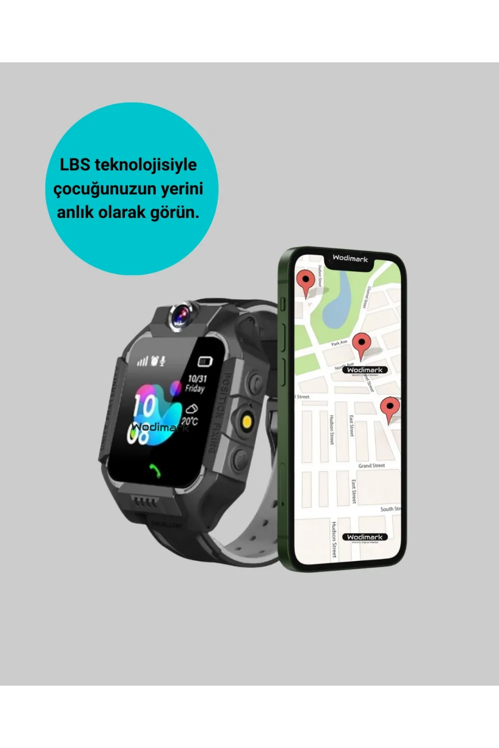 S10 Akıllı Çocuk Saati Siyah Model Çift Yönlü Konuşma Ve Sos