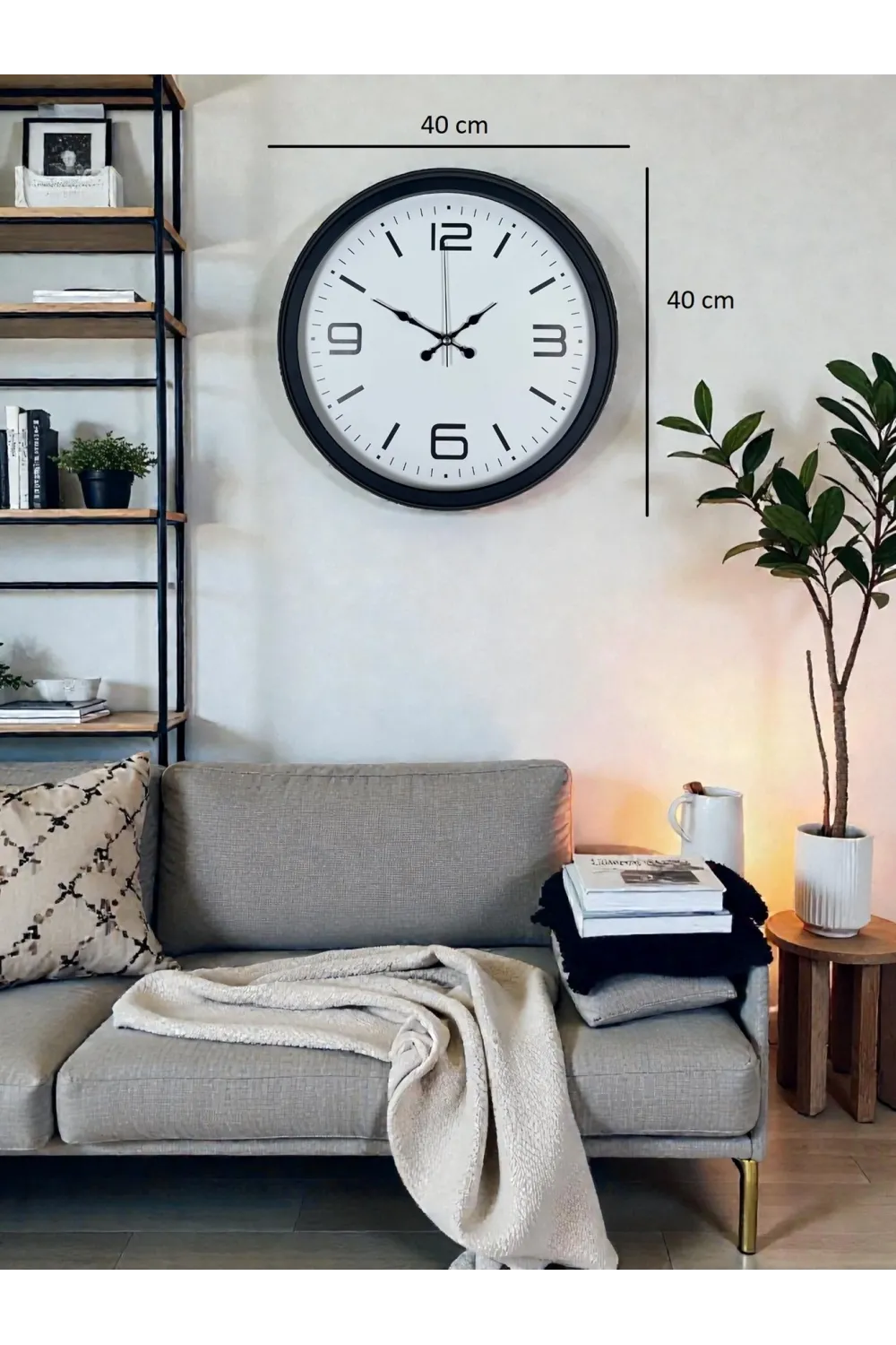 Sade & Şık Siyah 40 Cm Metal Dekoratif Duvar Saati