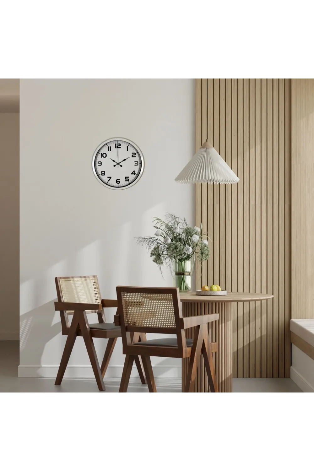 Sade Tasarım Beyaz 40 Cm Metal Duvar Saati