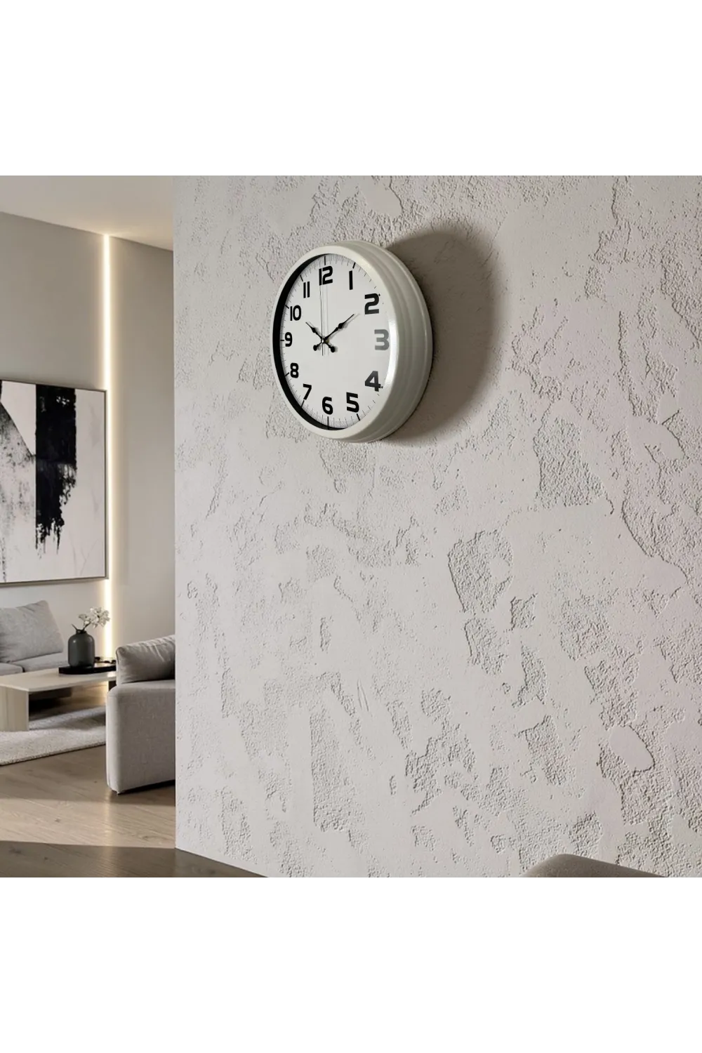 Sade Tasarım Beyaz 40 Cm Metal Duvar Saati