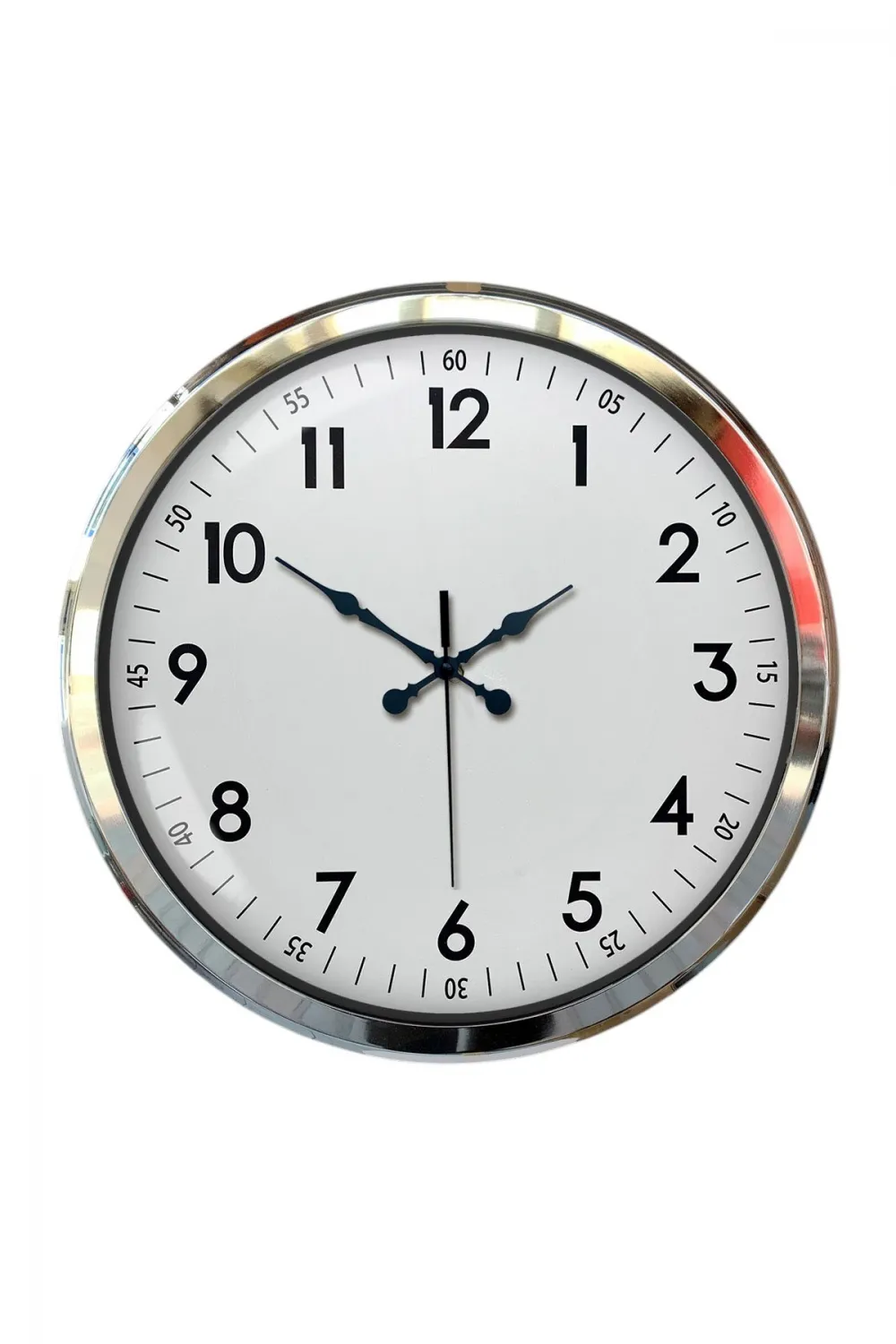 Sade Ve Şık Krom 52 Cm Metal Dekoratif Duvar Saati