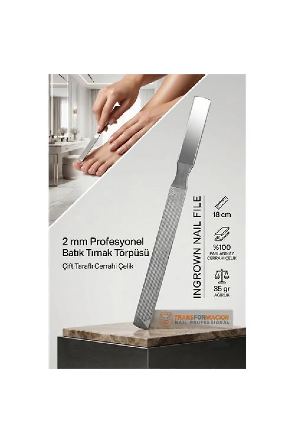 Sadece Batık Tırnaklara 2 mm Kalınlık Özel Törpü  - Çift Taraflı Cerrahi Çelik  723302