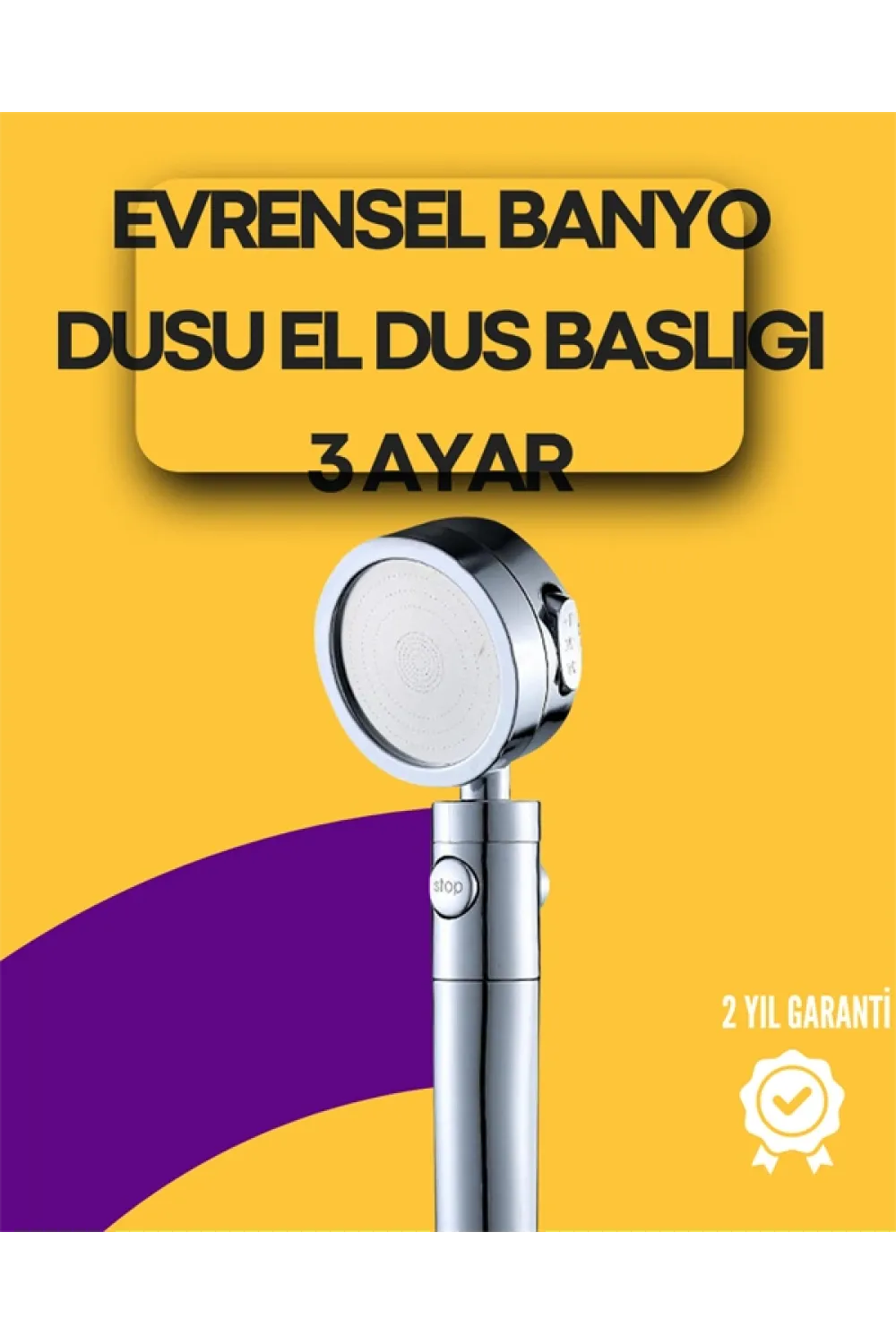 Sağlam Metal Hortum Bağlantılı, 360° Hareketli Duş Başlığı