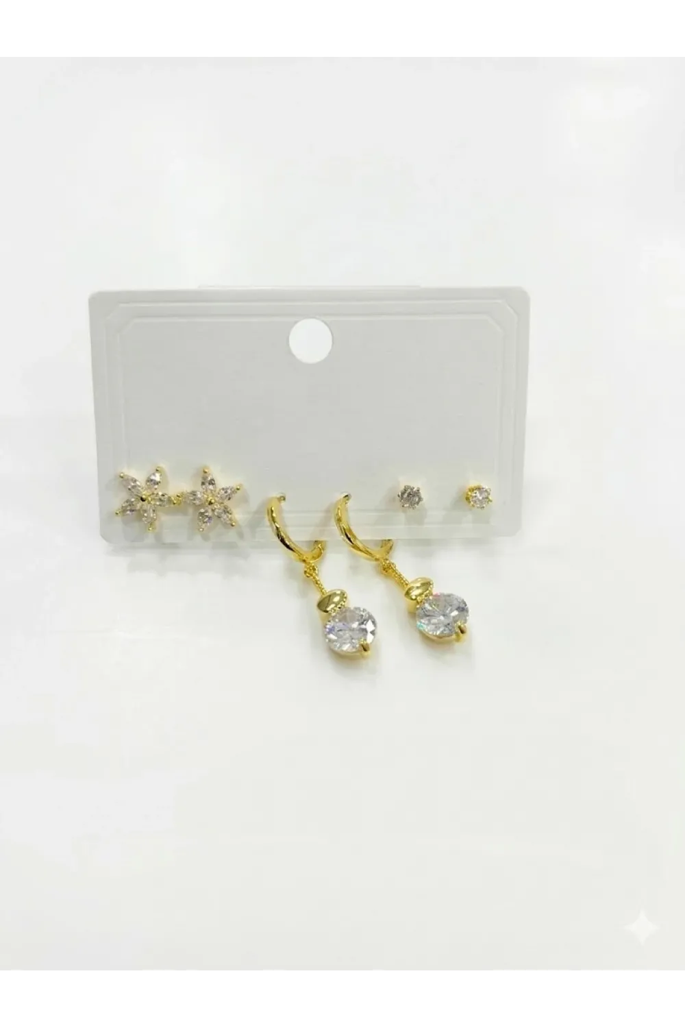 Sallantılı Çiçek Detaylı Altılı Küpe - Kp00623