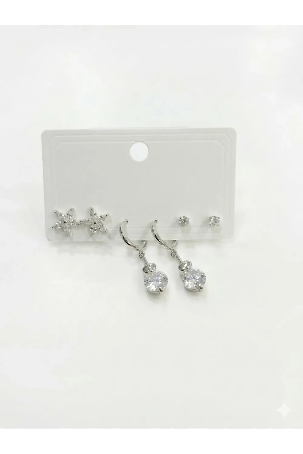 Sallantılı Çiçek Detaylı Altılı Küpe - Kp00624