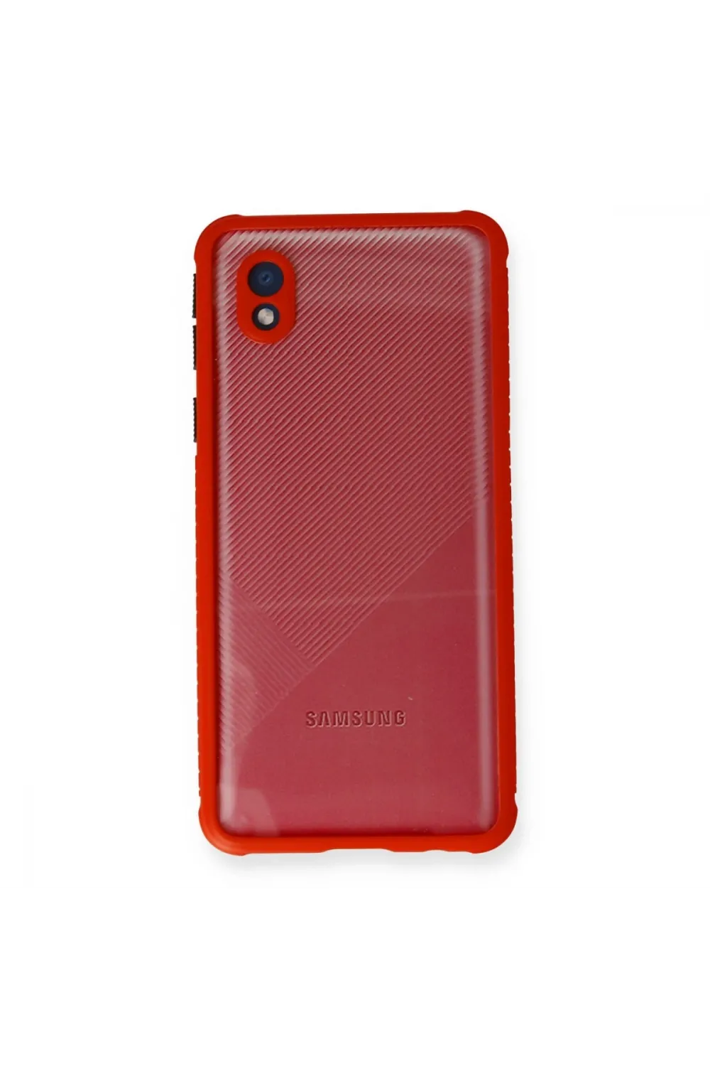 Samsung Galaxy A01 Core Kılıf Miami Şeffaf Silikon - Kırmızı