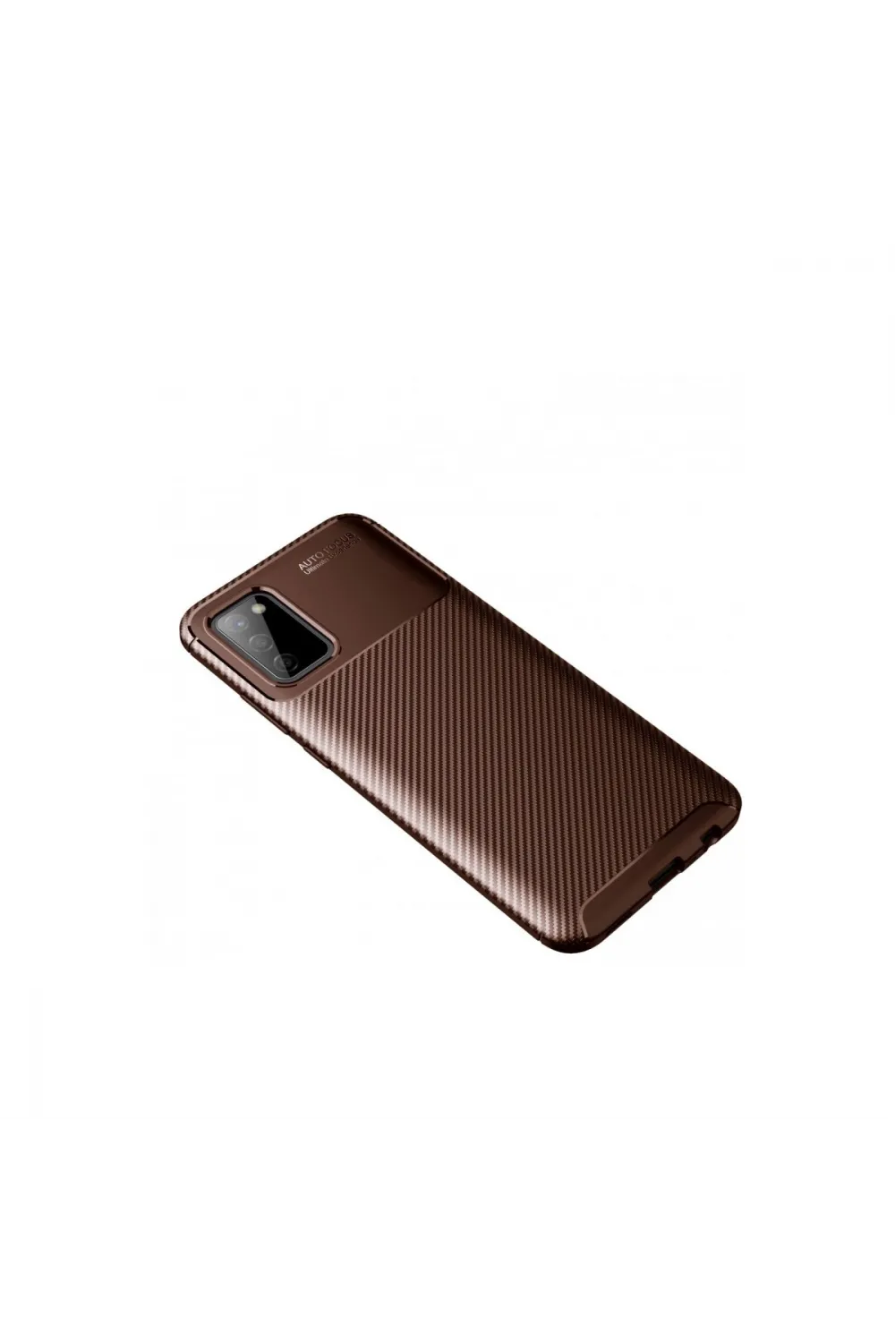 Samsung Galaxy A02s Kılıf Auto Focus Karbon Kapak - Kahverengi