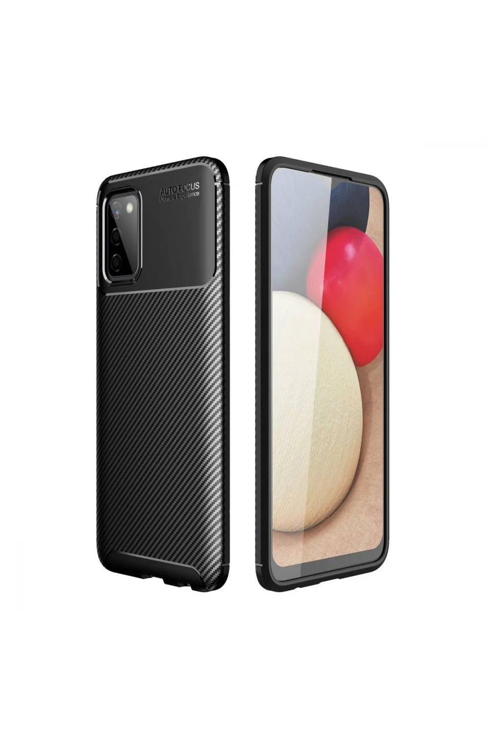 Samsung Galaxy A02s Kılıf Auto Focus Karbon Kapak - Siyah