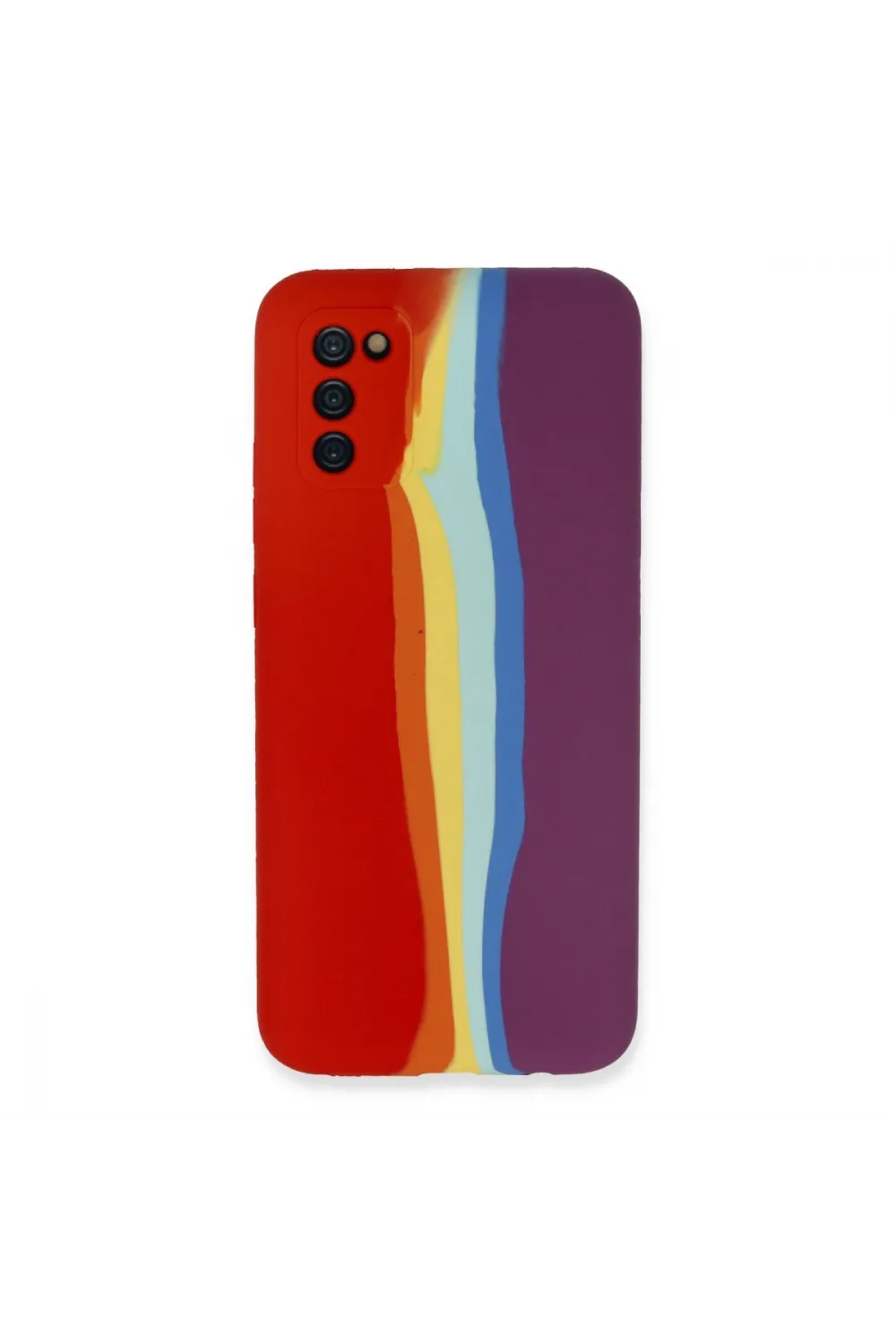 Samsung Galaxy A03s Kılıf Ebruli Lansman Silikon - Kırmızı-mor
