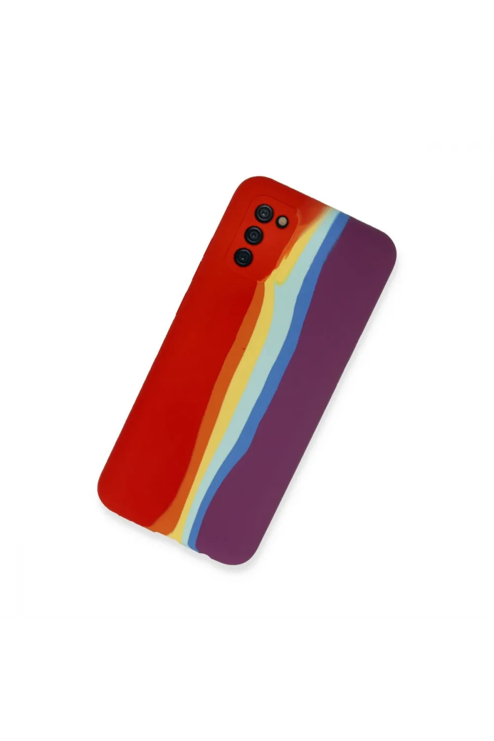 Samsung Galaxy A03s Kılıf Ebruli Lansman Silikon - Kırmızı-mor