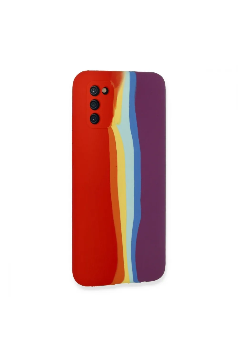 Samsung Galaxy A03s Kılıf Ebruli Lansman Silikon - Kırmızı-mor